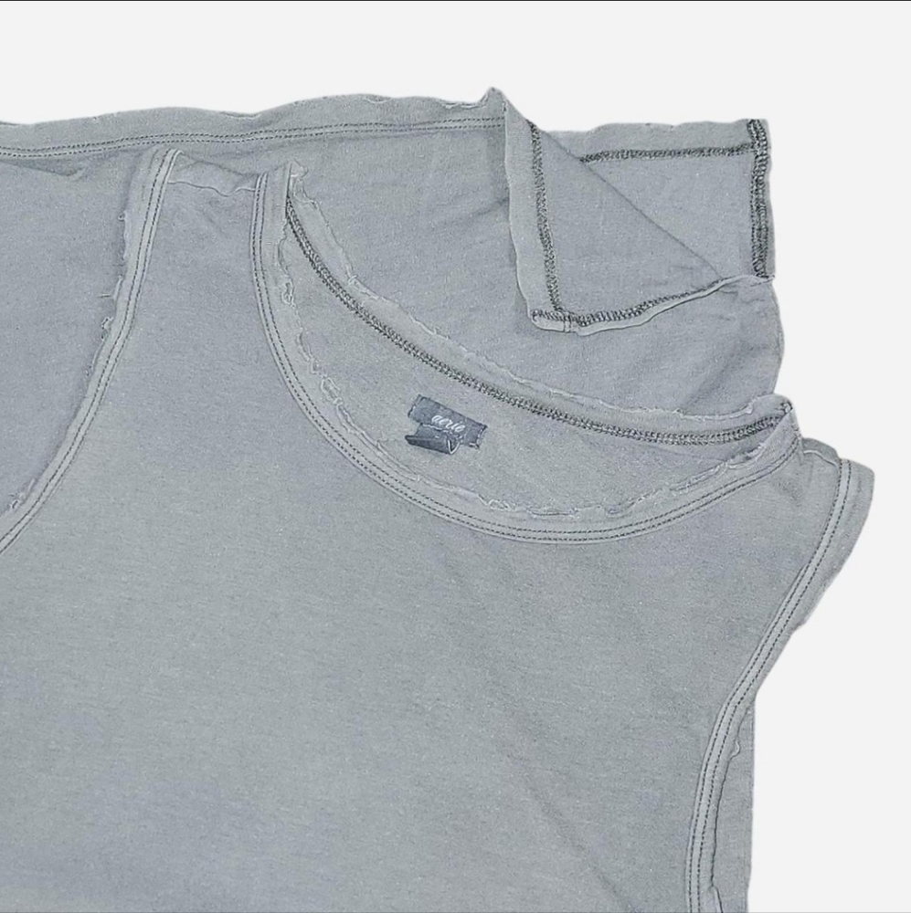 Distressed Greenish Grey Tank Top Aerie Size S